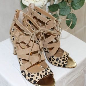 Dolce Vita Suede Leopard Lace Up Heels